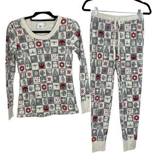 Hanna Andersson Gray Cream Star Wars Winter Snowflakes Print Pajama Set S